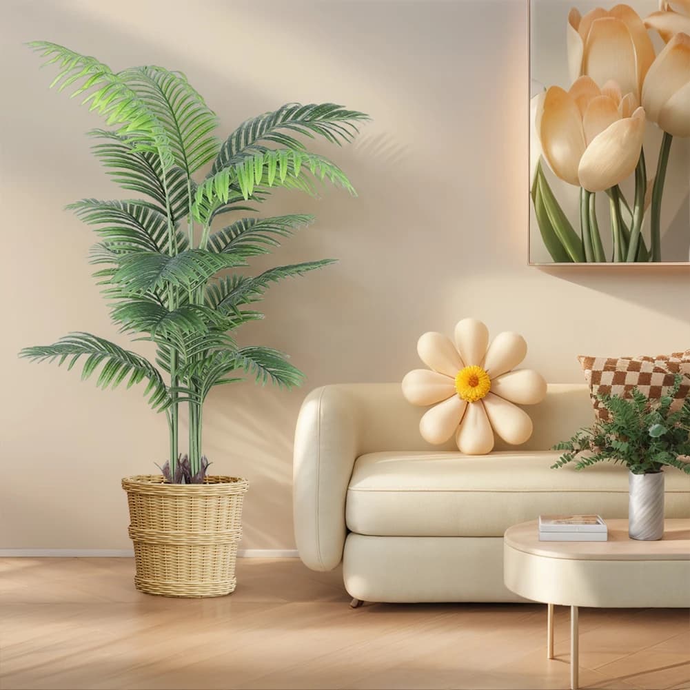Artificial Palm 150 cm, Tropical Plant Dypsis Lutescens in Vase for Interior and Exterior Decoration, Home, Office, Garden