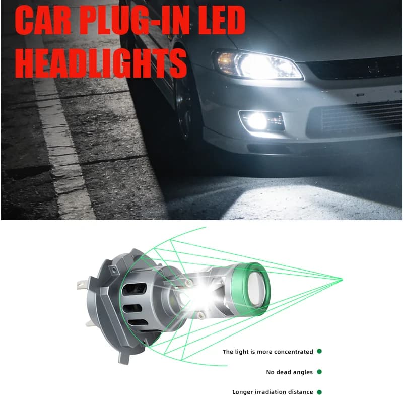 2pcs Y7D H4 Lenses LED Headlights CANBUS Mini Projector Led 6000k For Motorcycle Right Drive Headlight High Low Beam Turbo Fan
