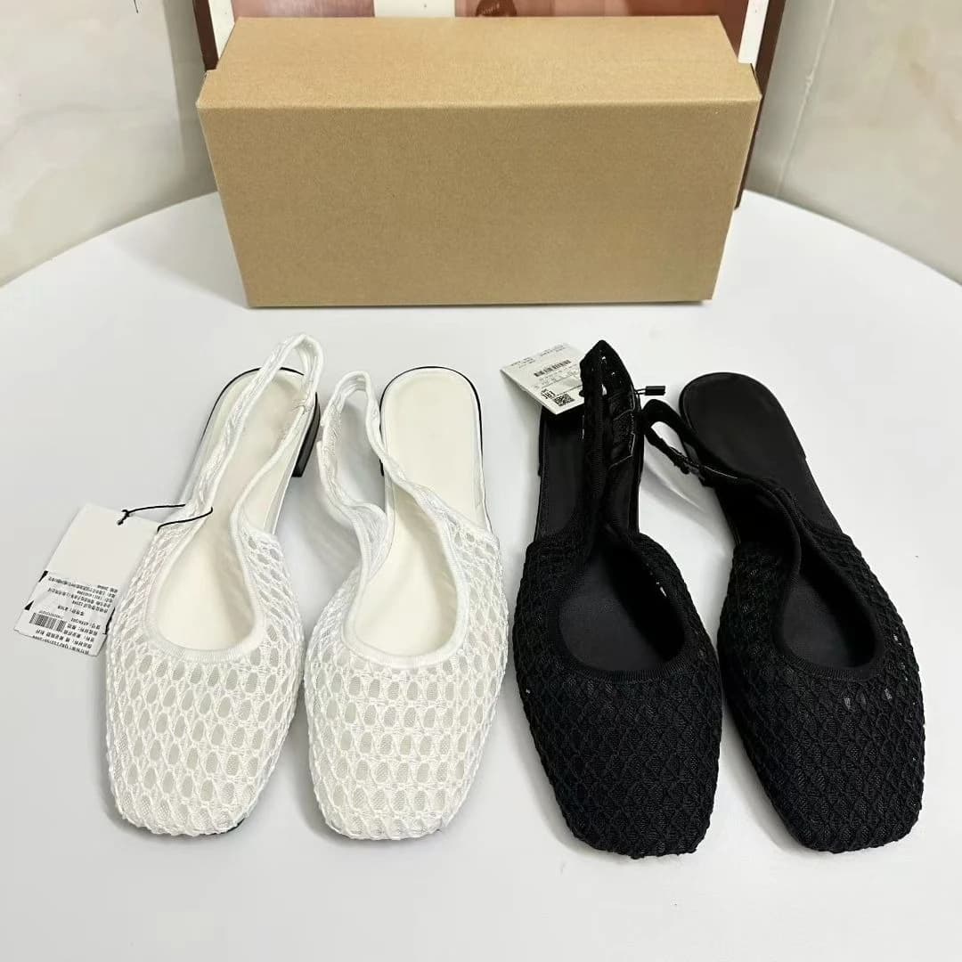 New mesh fishing net bag head sandals women's flat bottom rear empty cool slippers single shoes hollow fashion