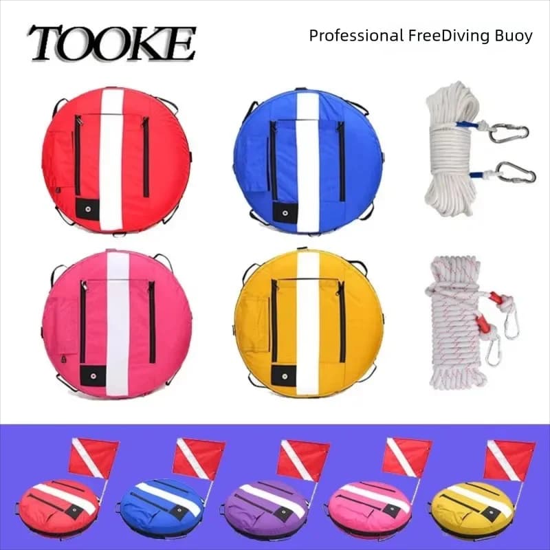 Lightweight Portable Inflatable Diving Buoy Diver Entry Flag with Reflective Markers for Water Sports Safety Scuba Diving