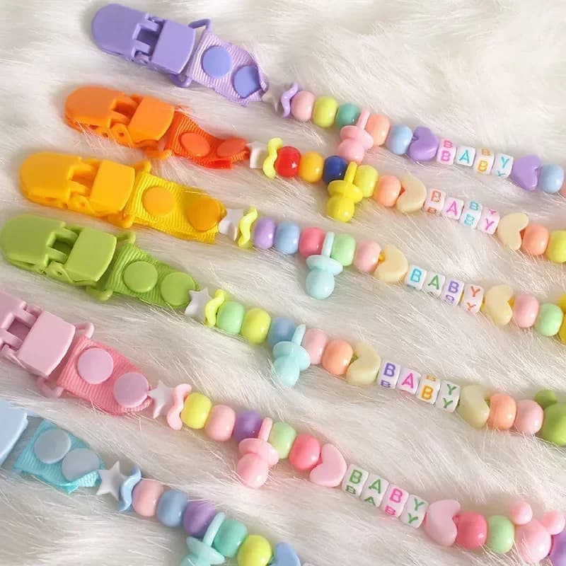 for Teether Nipples Care Chain Newborn Baby Dummy Pacifier Baby Leash Newborns Beads Soother Nippler Anti-lost Pacifiers Clips