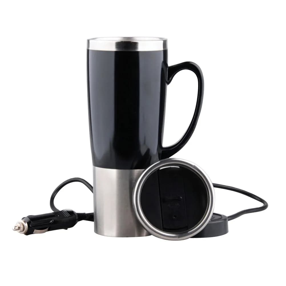 12V Stainless Steel Electric Car Kettle, 401-500ml, Rapid Water Heater, Portable, Travel Gift