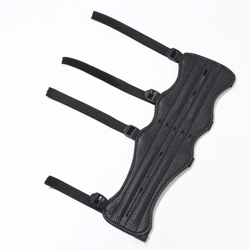 Protezione per il braccio per tiro con l'arco in tessuto di pelle con 4 cinghie elastiche in velcro regolabili Protezione per avambraccio e polso per la caccia