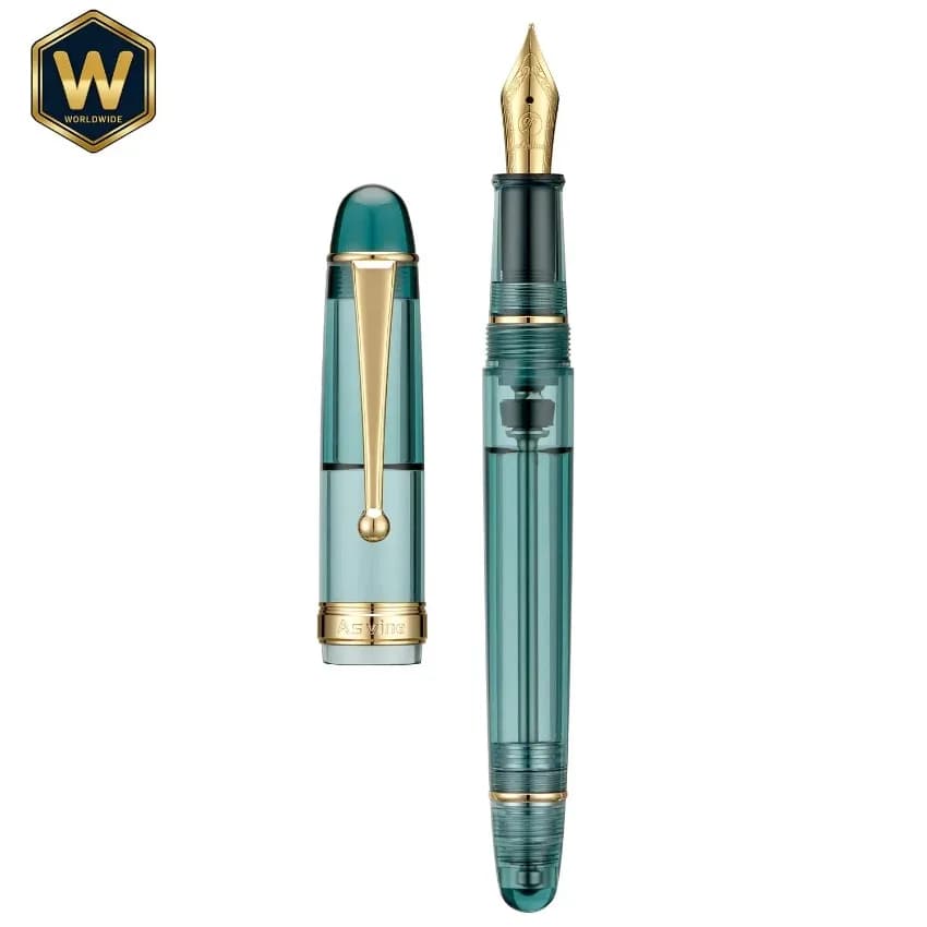 Asvine V126 Fountain Pen (EF/F/M Nib) Acrylic Matte Black Transparent Luxury Calligraphy Pen for School Office Stationery
