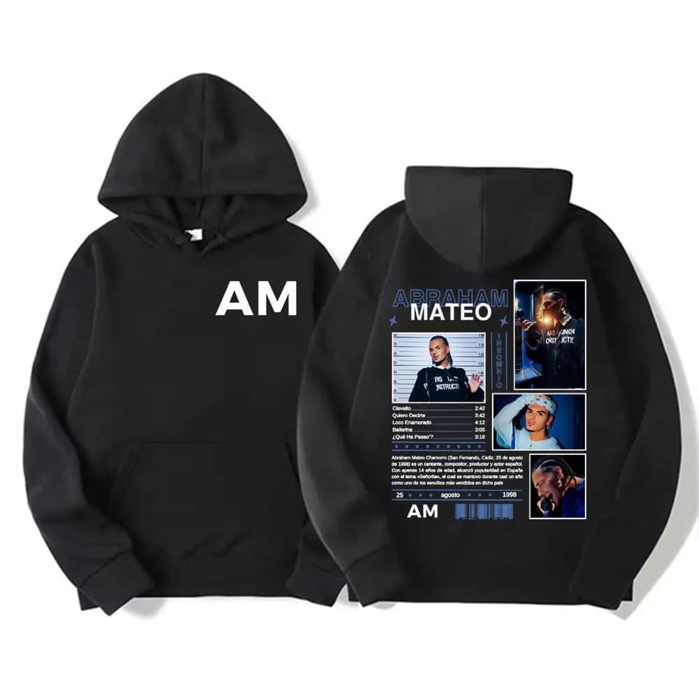 Rapper Abraham Mateo Tour 2025 Cover Merch Felpa con cappuccio Uomo Donna Moda Gotica Oversize con cappuccio Casual Accogliente Felpa autunno/inverno