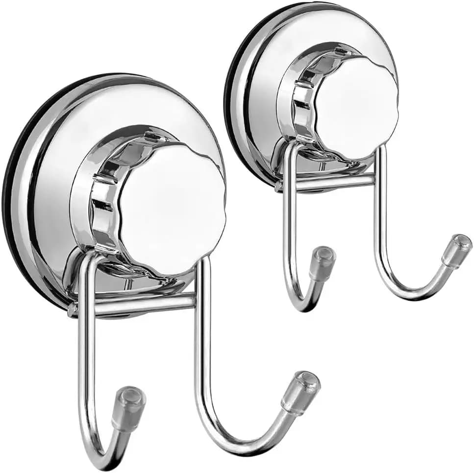 Ganci a doppia aspirazione resistenti da 20 libbre, ventose per superfici lisce, per asciugamani, accappatoi, cucina, bagno, doccia, in acciaio inossidabile, confezione da 2