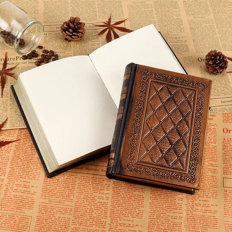 Creative Fashion Vintage Journal Notebook Classic Diary Retro Plaid Leather Embossed Design Framed Notepad Stationery agenda2022