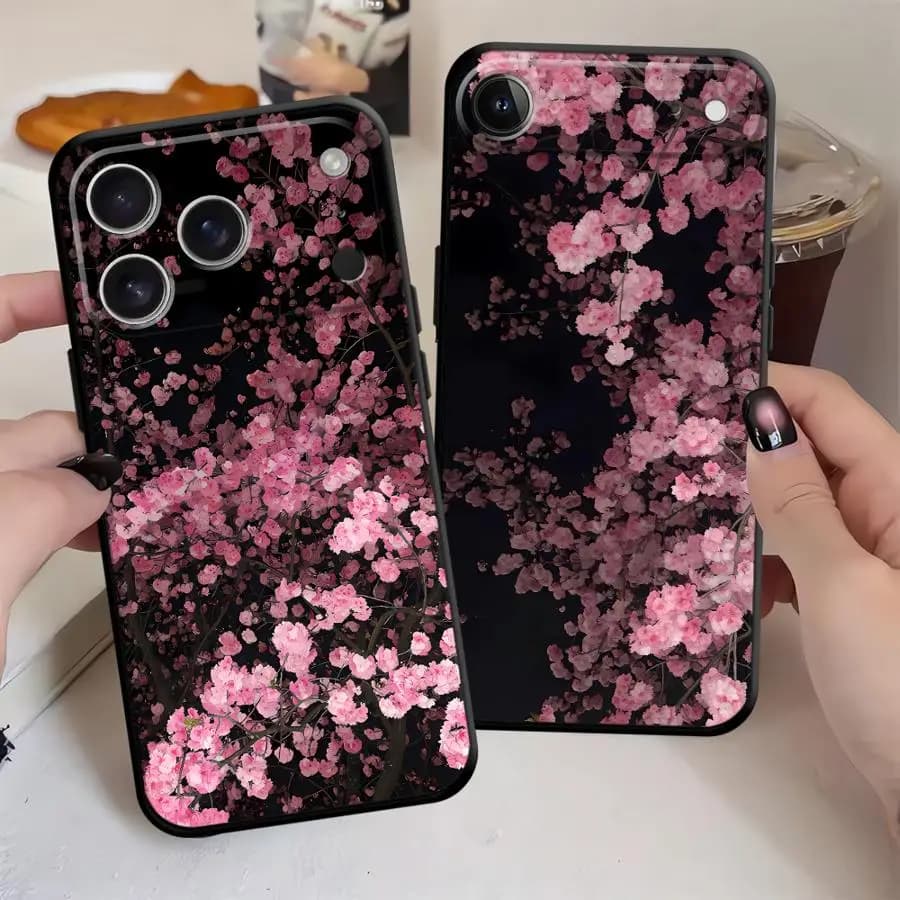 Cover per Apple iPhone 17 Pro Max 17e 16 11 12 Plus 7 8 Air 13 Mini XS XR 15 con motivo artistico vintage a fiori di ciliegio