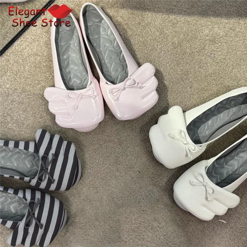 Wings Embellished Ballet Flat Shoes for Women Bow Round Toe Shallow Soft Soled Pumps Summer New Outdoor Comfortable Casual Shoes