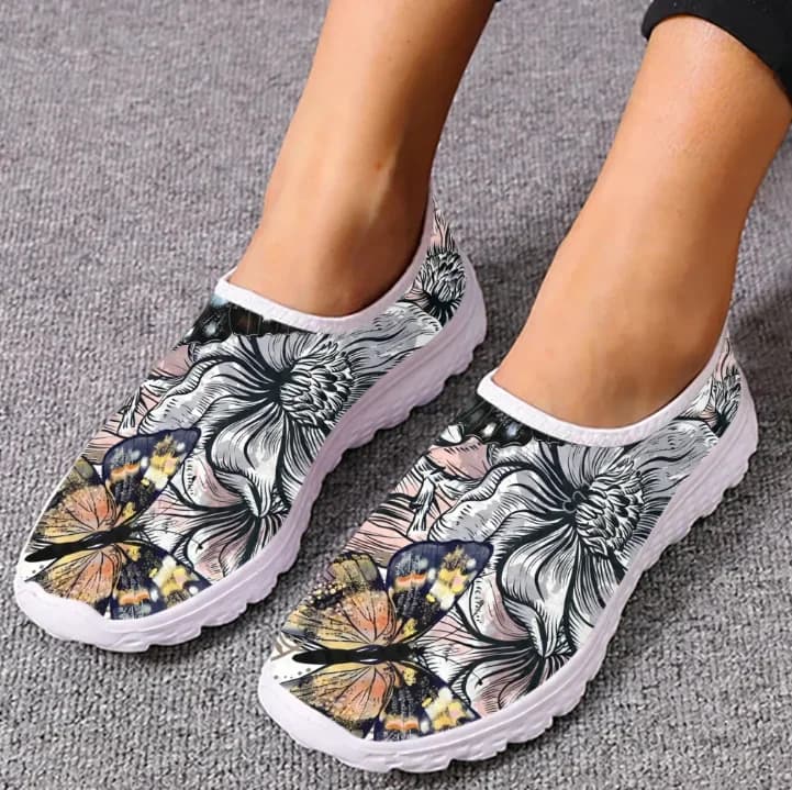 Boho Butterfly Loafers Mesh High Quality Sneakers Women Men Teenager Casual Fashion Custom Made Tennis Flat Couple Shoes