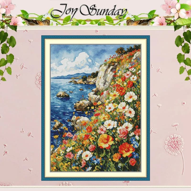 Flowers in Full Bloom Patterns Counted Cross Stitch Set DIY 11CT 14CT 16CT HD Stamped DMC Cross-stitch Kit Embroidery Needlework