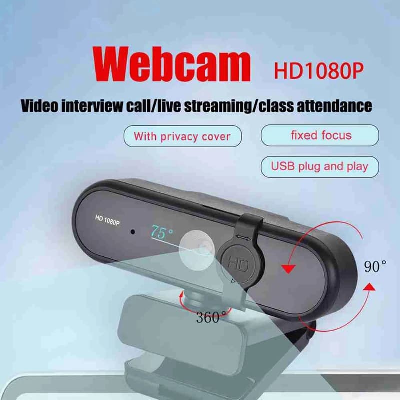 Webcam HD 1080P with microphone with noise cancellation and 360 ° Rotation for meetings Streaming of lessons online- ABVP
