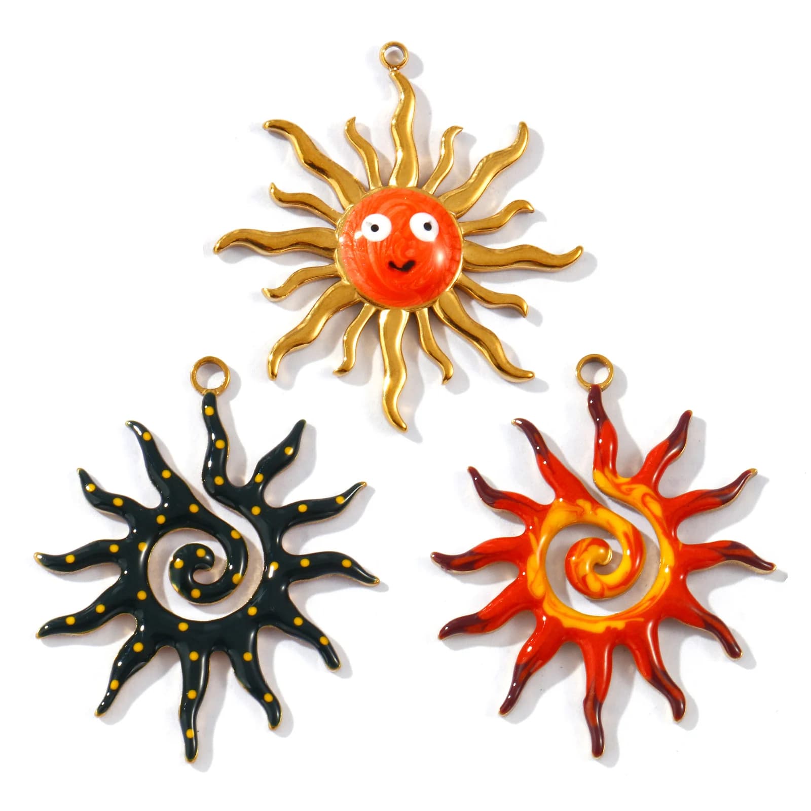 2 pezzi impermeabili in acciaio inossidabile 304 Galaxy Charms pendenti sole placcati oro 18 carati per collana fai da te orecchini creazione di gioielli ricerca