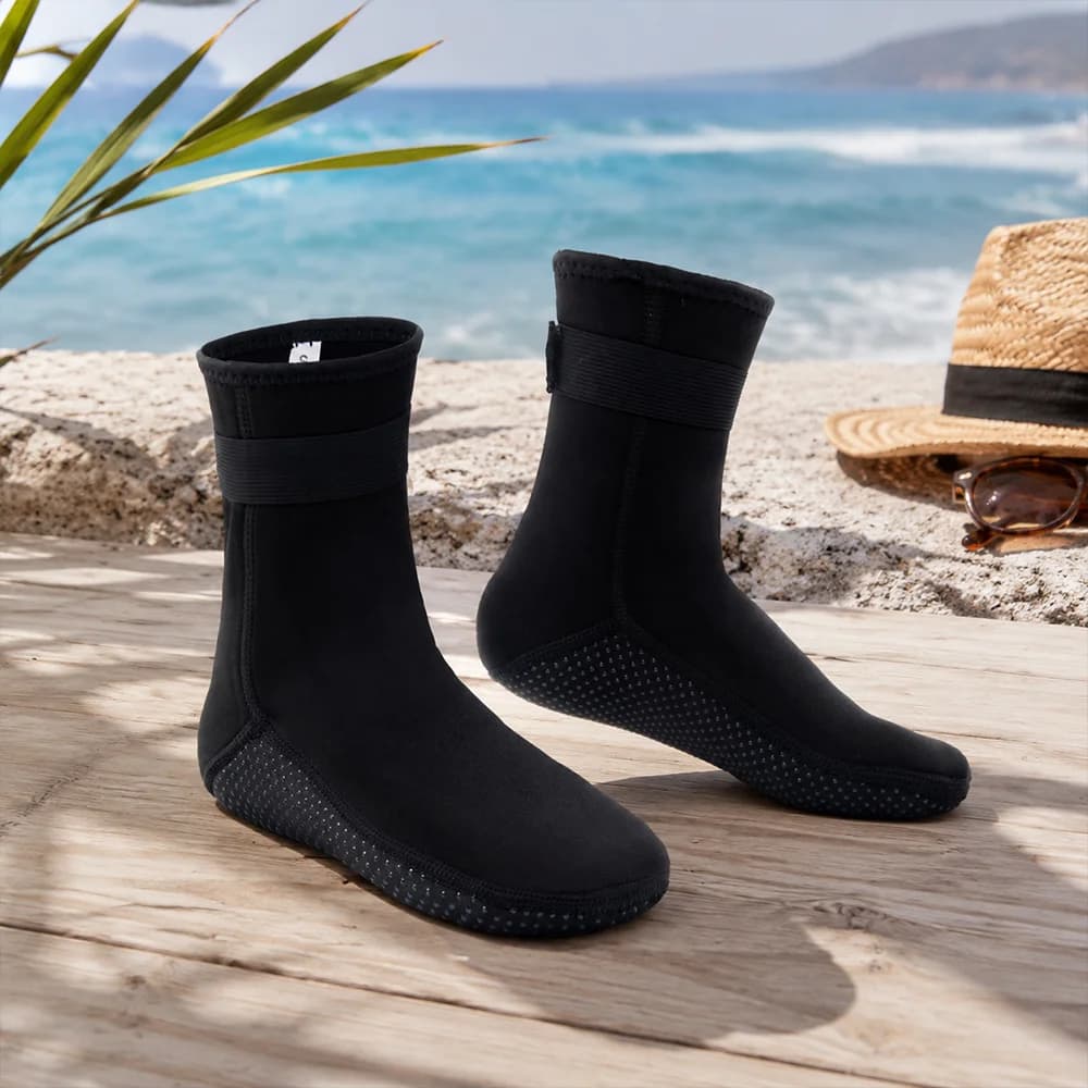 3mm diving socks with anti slip surfing flippers, long tube socks for swimming and snorkeling, surfing beach socks