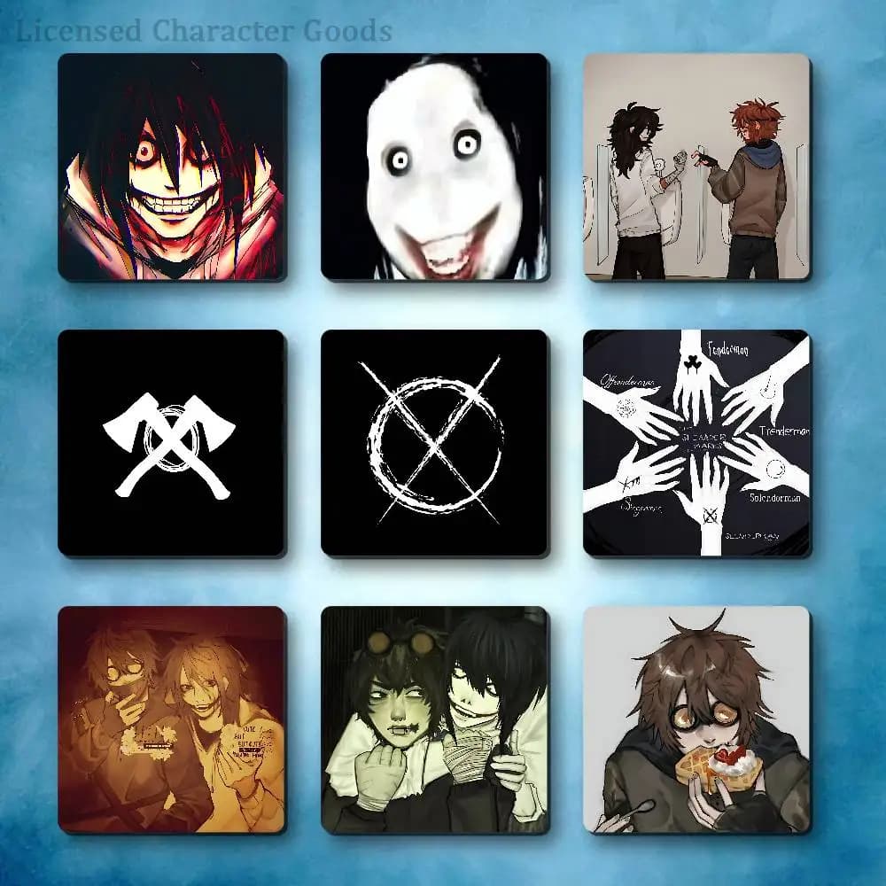 Creepypasta TICCI Jeff Jack Refrigerator Magnets Square Tiles with Magnetic Sheets Printed for Decoration Collect 55mm