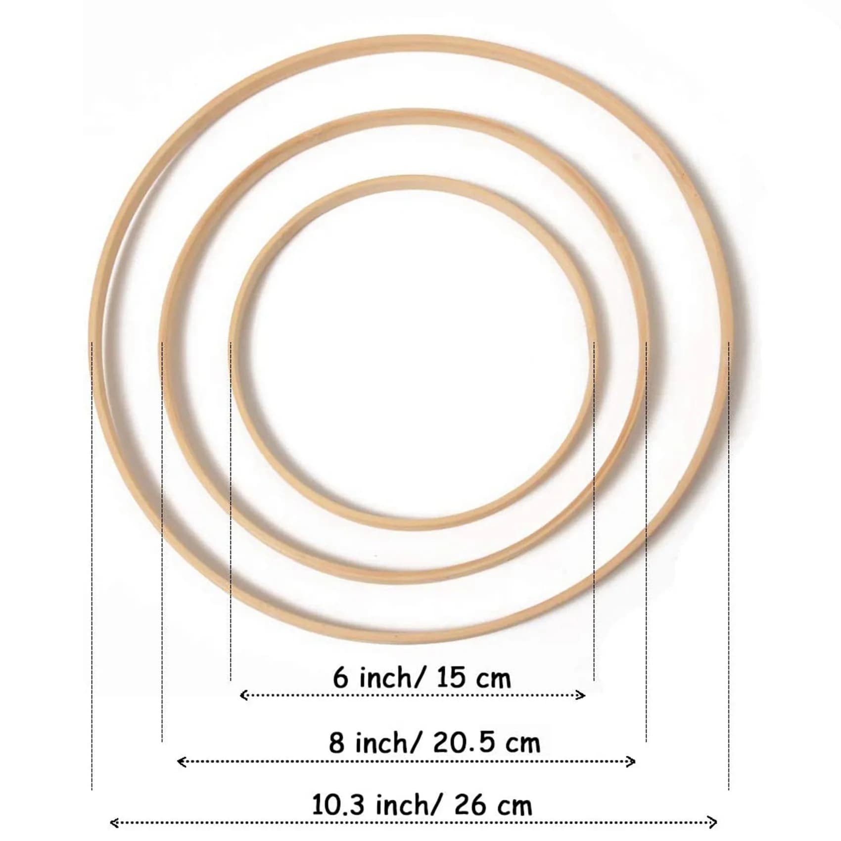 A27F-Wooden Bamboo Floral Hoops Set Wreath Macrame Craft Hoop Rings For DIY Dream Catcher Wedding Wreath Decor 18Pcs
