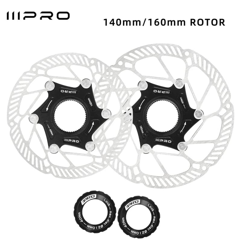 IIIPRO Ultralight Bicycle Brake Roll 140/160mm Hollow High Strength Steel MTB / Road Bike 6 Bolts/Disk Brake Rotors With Central Lock