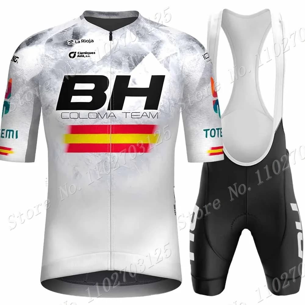 White BH Coloma Team 2024 Cycling Knit Set Mens Short Sleeve Clothing Red Bike Shirts Road Bike Jumpsuit Shorts with MTB Maillot Suspenders