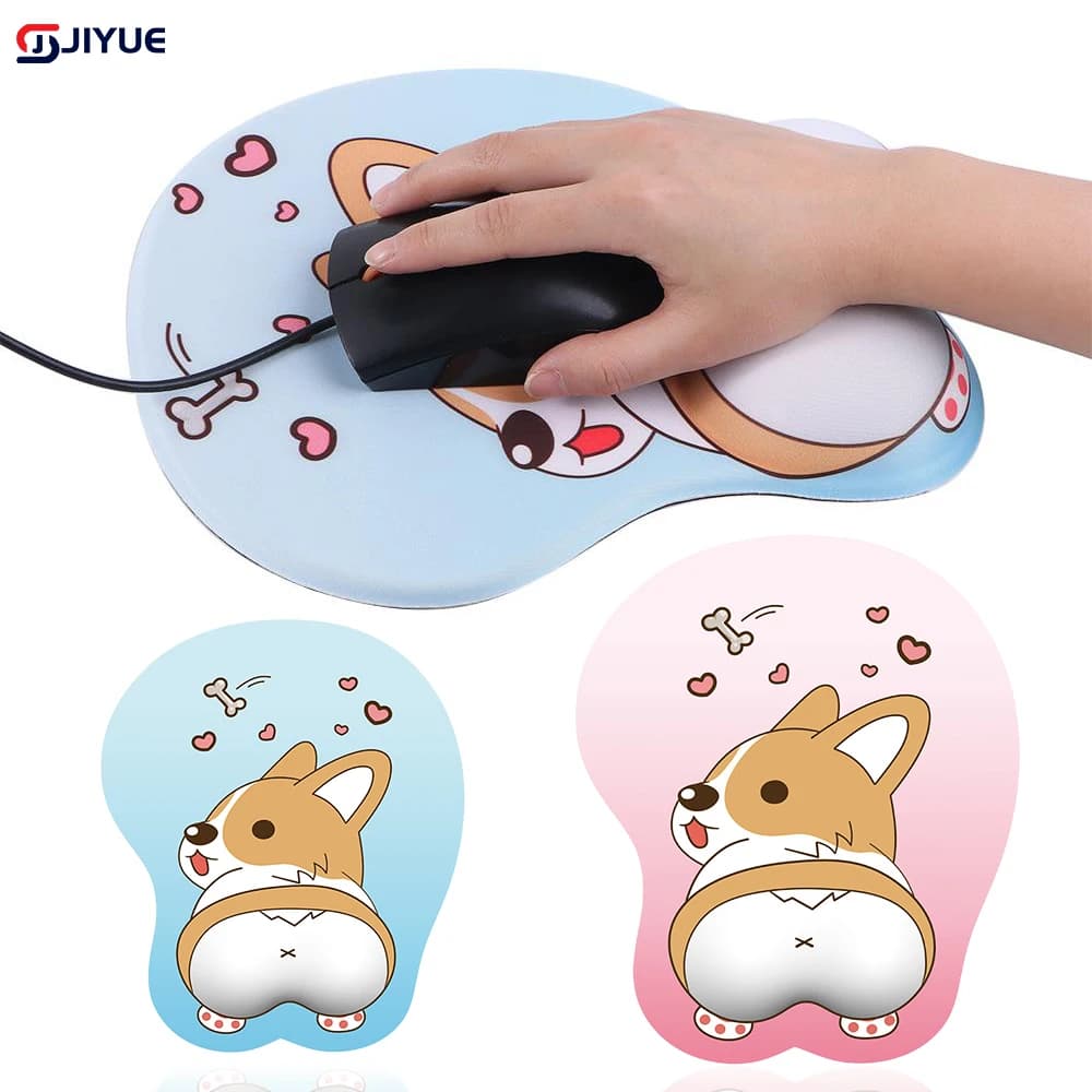 Tappetino per mouse in gel con poggiapolsi Comfort poggiamano Tappetino per mouse ergonomico antiscivolo per giocatori Simpatico cane Corgi per computer da ufficio portatile