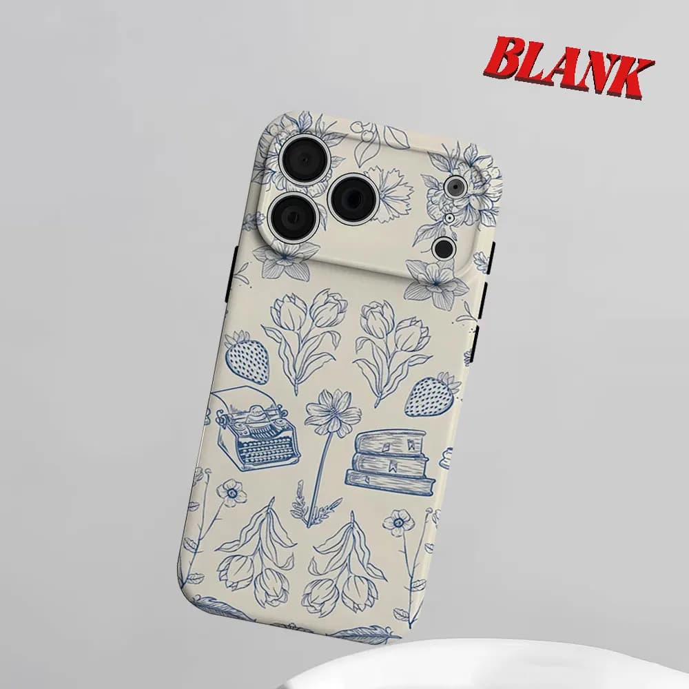 Custodia per telefono 2-in-1 con schizzo floreale vintage per iPhone 17 16 15 14 13 Pro Max Air 16e INS, cover rigida in PC con bumper a fiori