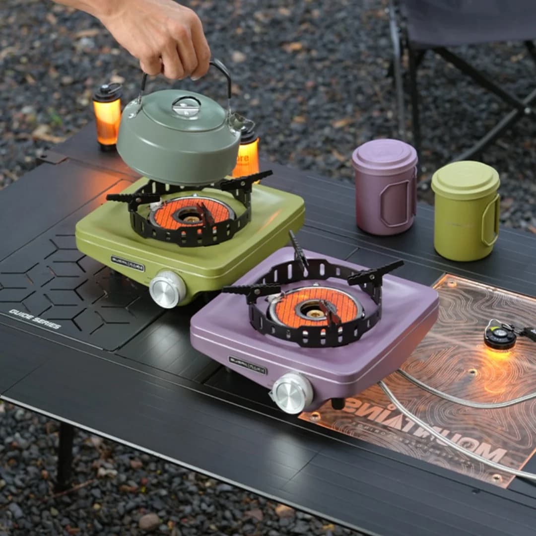 Camping Infrared Gas Stove Portable Outdoor Cassette Stove Infrared Fan for Picnic Barbecue Tea