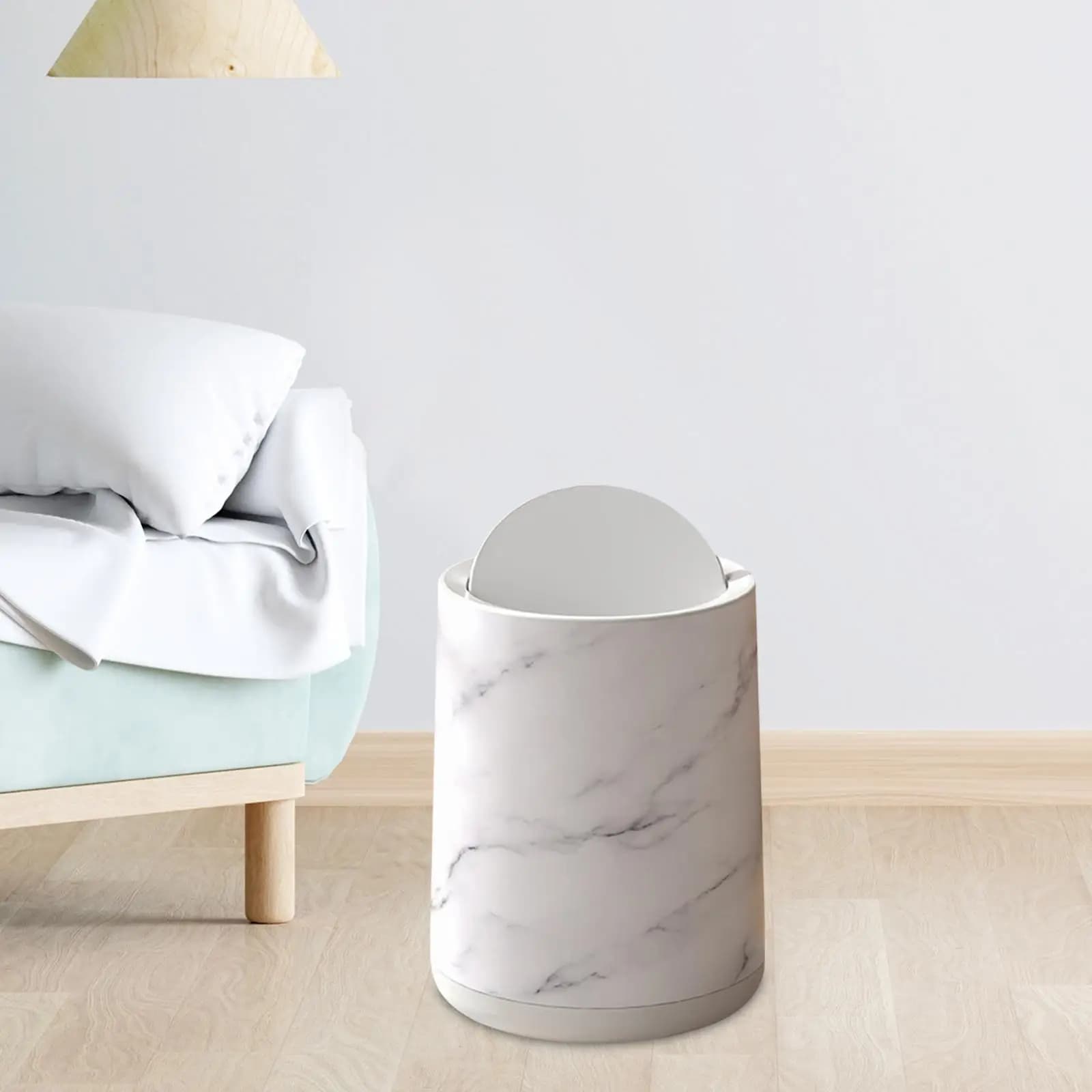 Cestino per Rifiuti in Marmo, Elegante e Riutilizzabile, Moderno Contenitore per Spazzatura con Cestello Interno Rimovibile per Soggiorno, Cucina, Stile Rustico