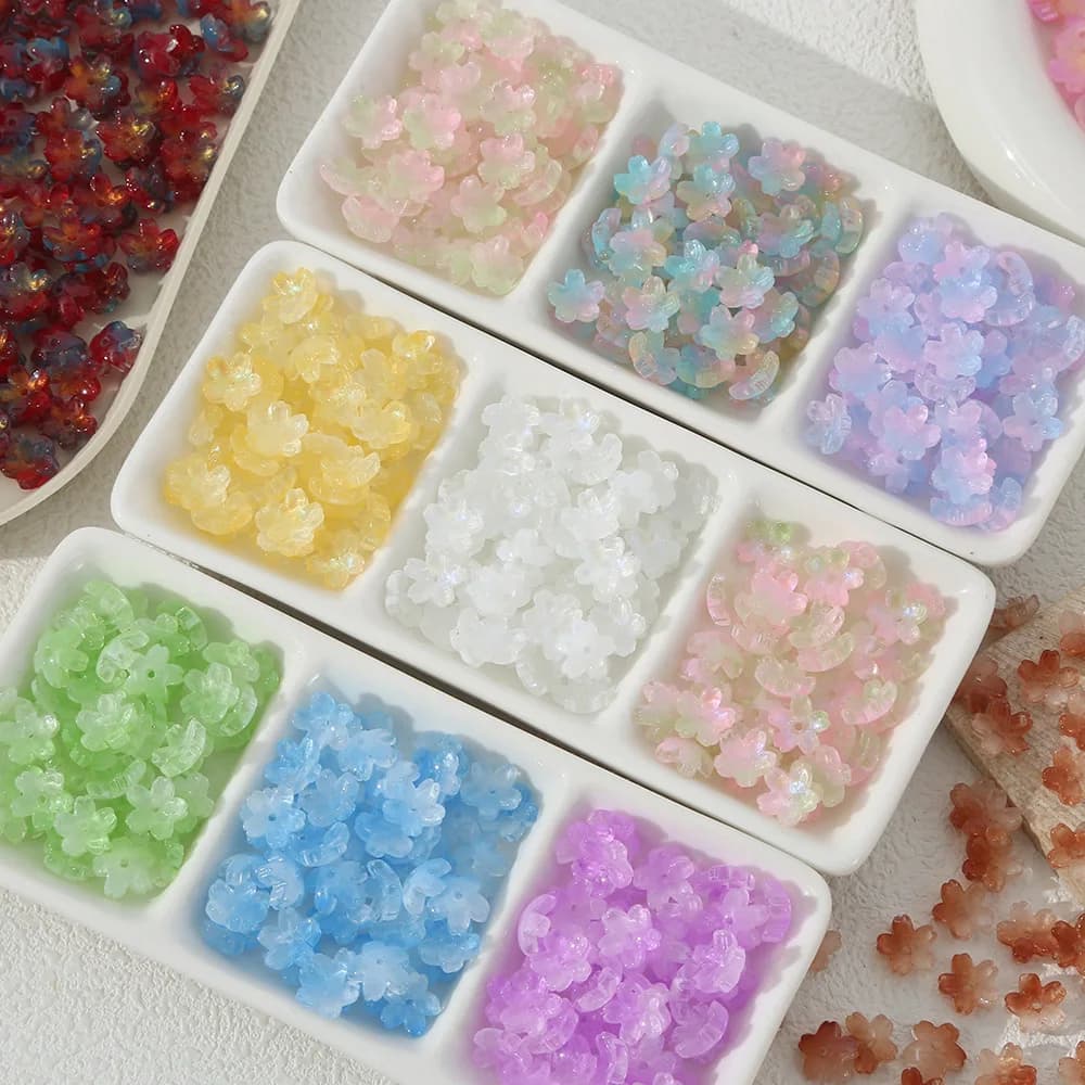 Perline Distanziatrici in Vetro Ceco Smerigliato da 10mm con Gradiente di Colore Sakura, Fatte a Mano per Creazione di Gioielli, Bracciali e Collane