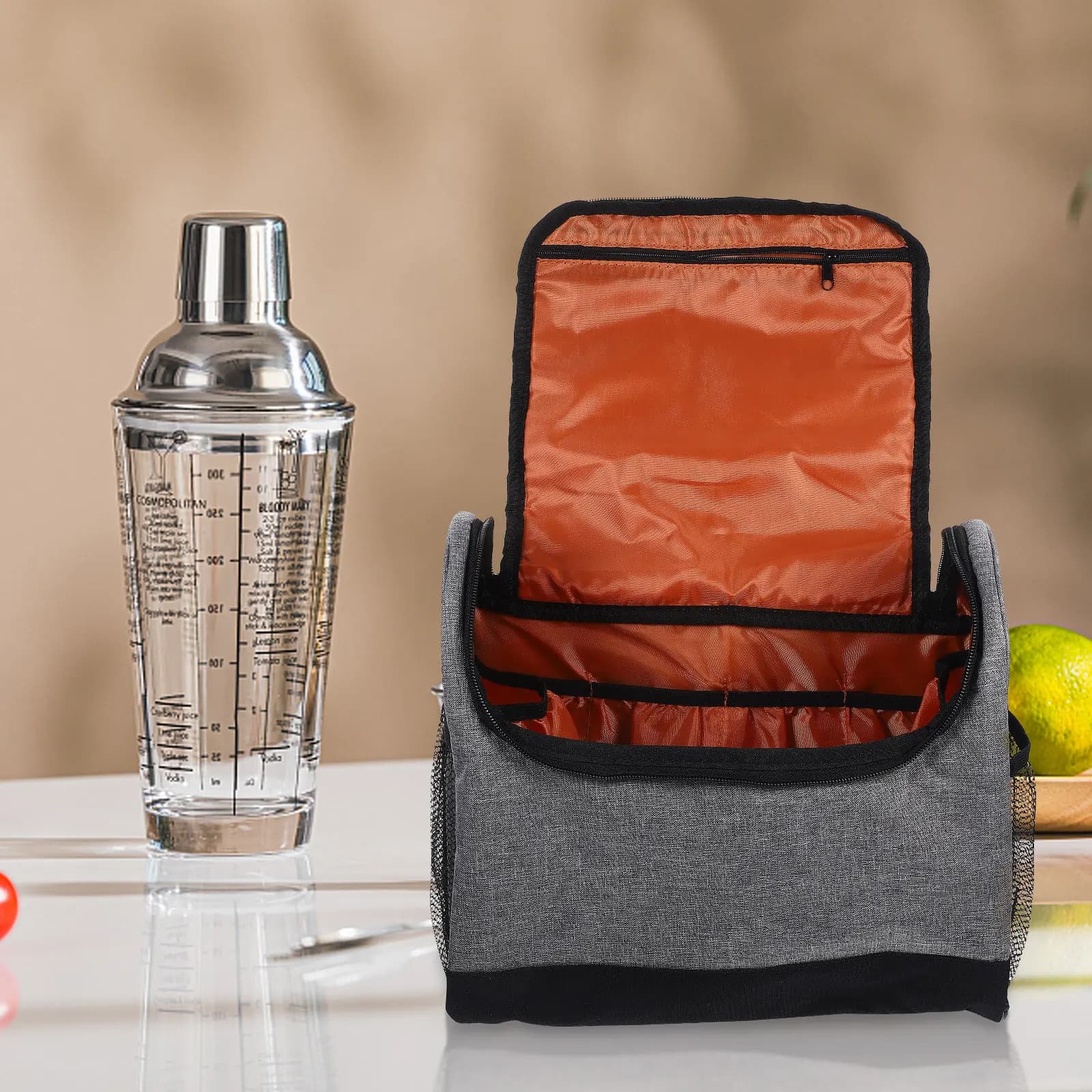 Borsa da Barman Portatile Imbottita, Borsa da Viaggio per Kit Bar, Bottiglie di Vino, Shaker per Cocktail, Attrezzi da Bar, Leggera per Uso Interno ed Esterno