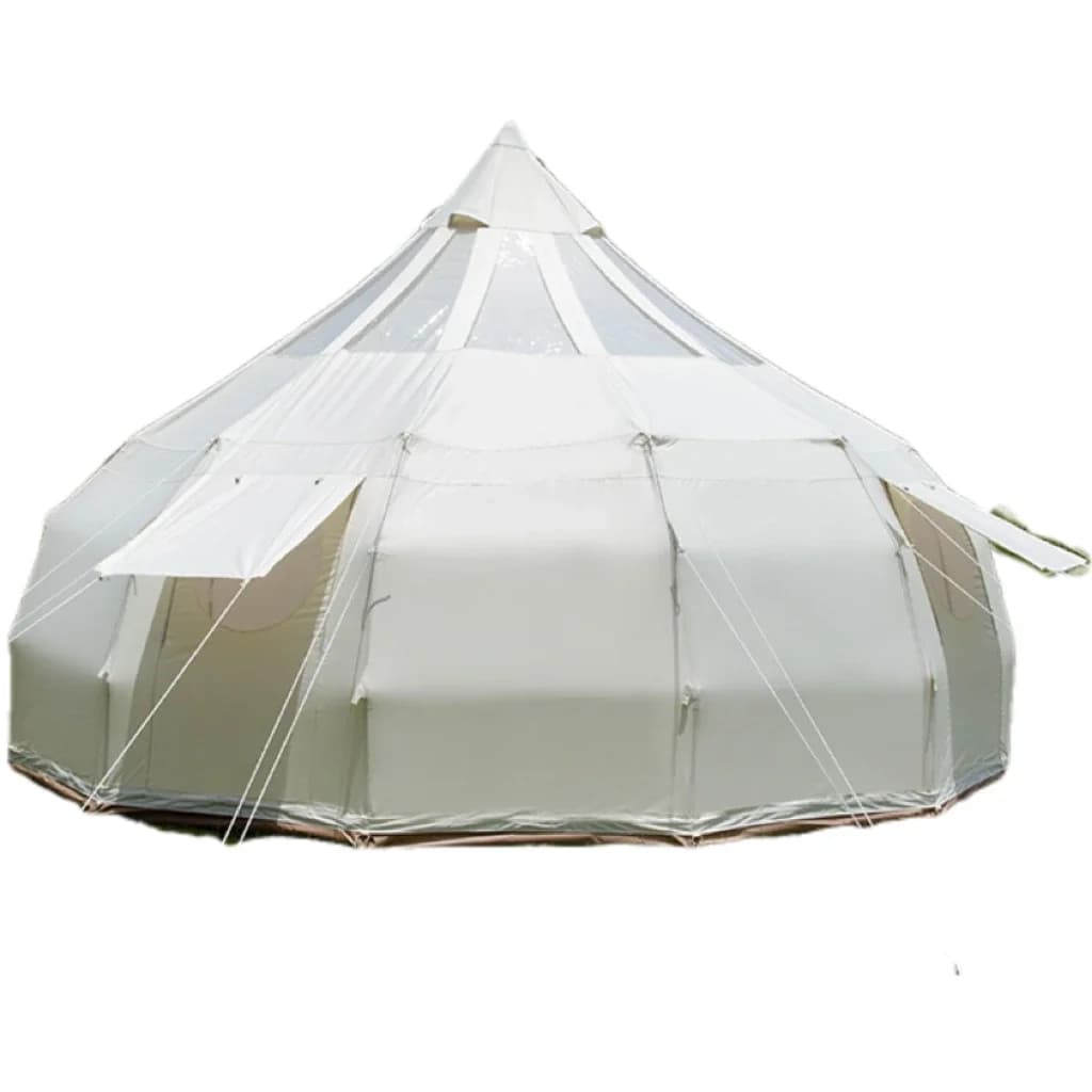 Personalizza Logo 4m 5m 6m Quattro stagioni Star Gazer Tenda da campeggio Bianco/cachi Oxford/cotone Tenda impermeabile con gocce d'acqua per la festa