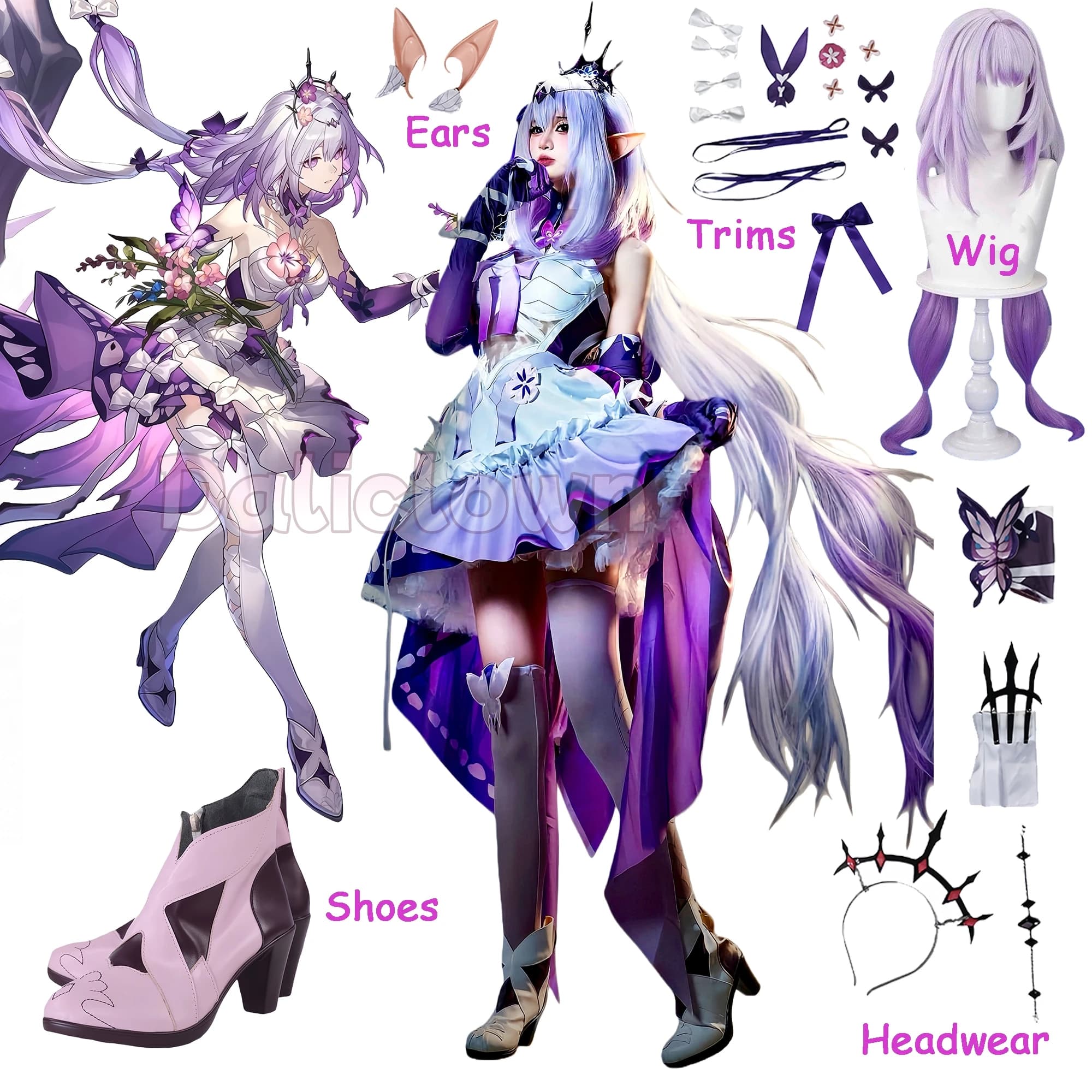 Castorice Cosplay Costume HSR Honkai Star Rail Carnival Uniform Wig Shoes Cosplay Party Dress Costume Anime Women Men Game