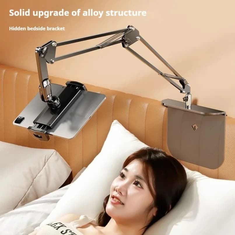 Supporto a Morsetto Flessibile Regolabile in Lega per Tablet e Smartphone da Comodino, Compatibile con iPad iPhone