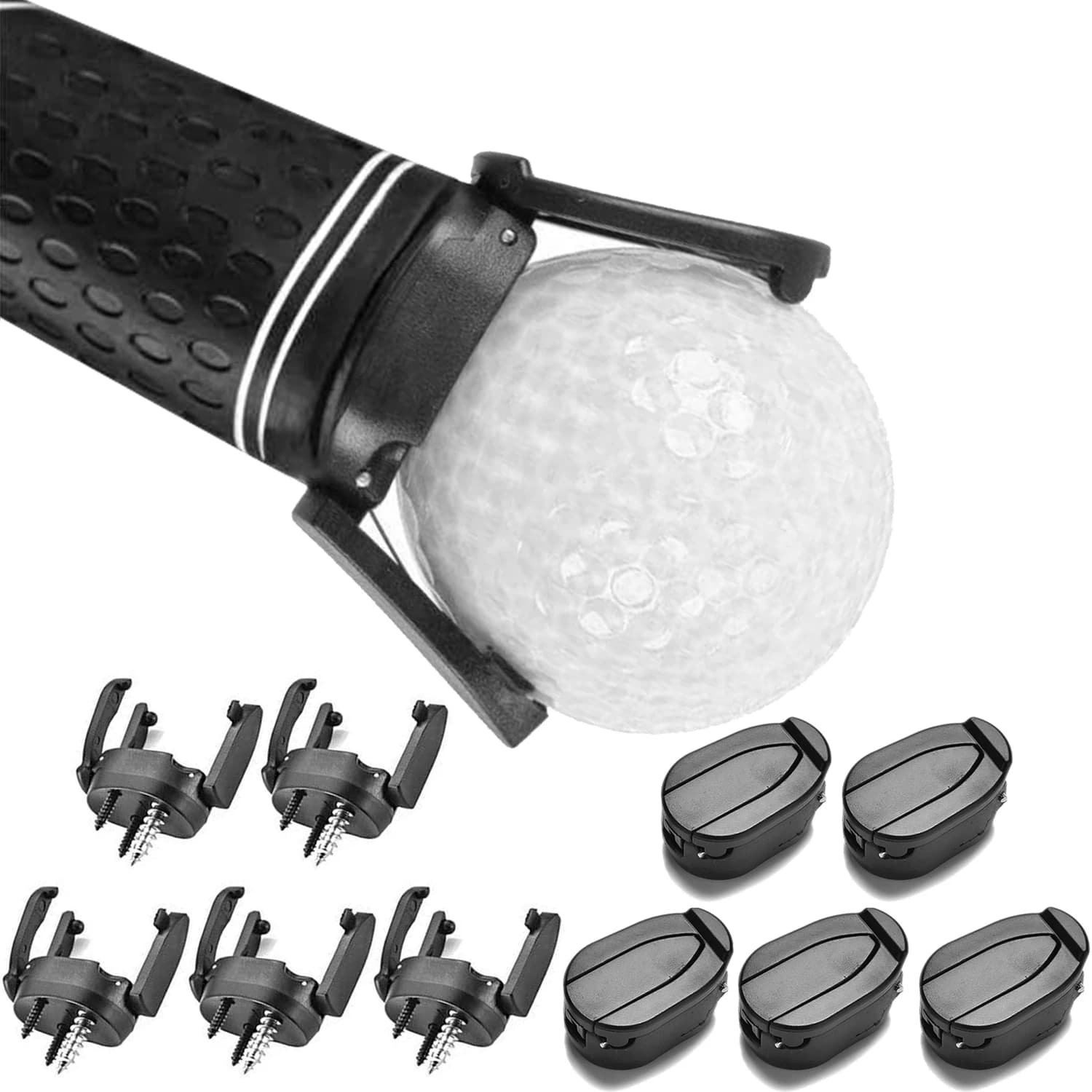 Raccoglitore di Palline da Golf Pieghevole Mini per Putter, Set da 5 – Strumento Raccoglipalline con Ventosa