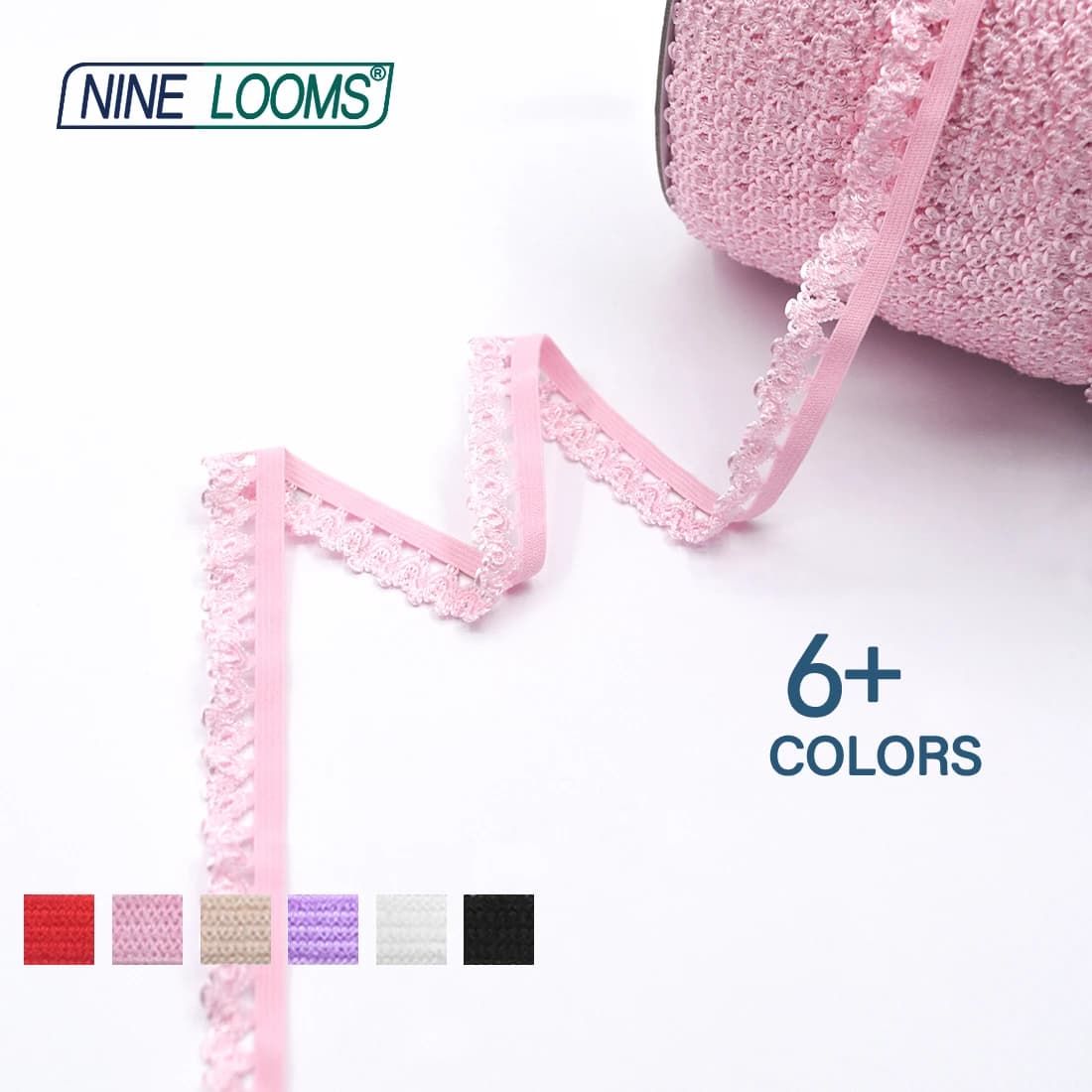NINE LOOMS Corona Picot Loop con volant in pizzo Elastici 3/4 "18mm Spandex Fascia Tessitura Lingerie Biancheria intima Cucito artigianale 2 5 10 Yard