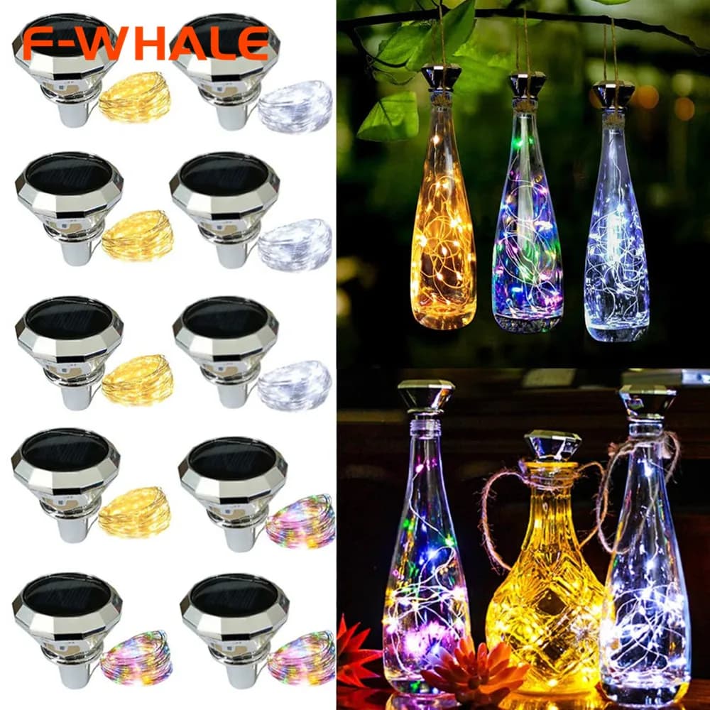4/6/8 pezzi luci solari in sughero bottiglia di vino luce fata luci solari stringa giardino esterno festa di nozze camera da letto decorazione della casa