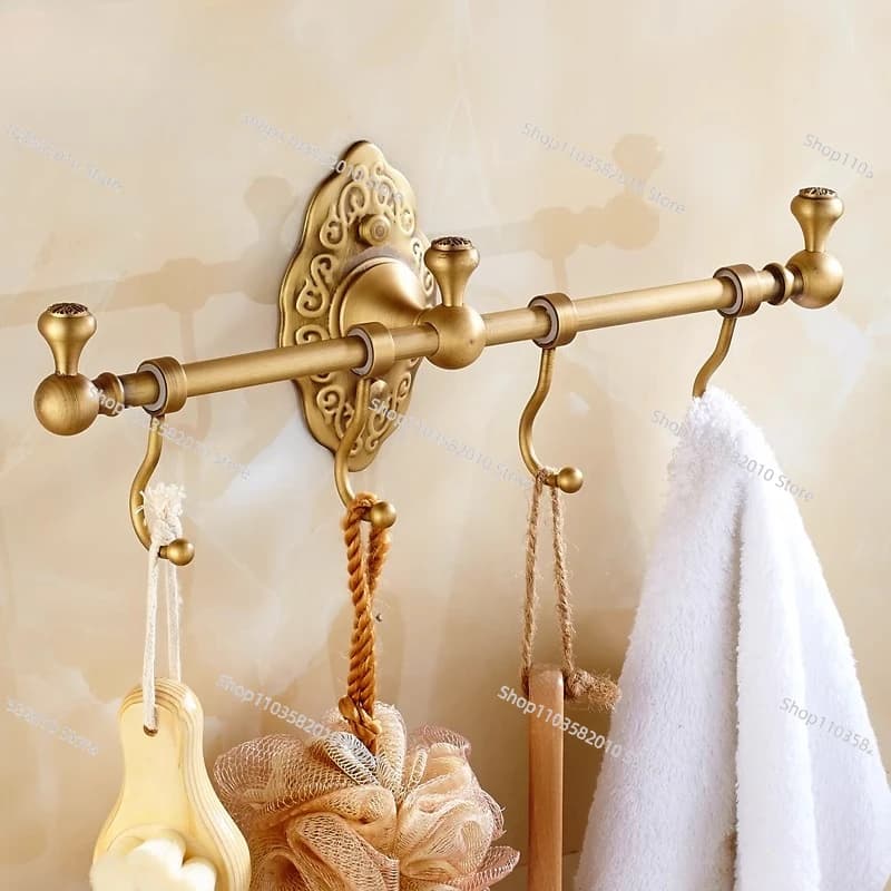Portasciugamani antico per bagno, portasciugamani europeo, portasciugamani da camera da letto, tutto in rame, portasciugamani singolo in bronzo per bagno