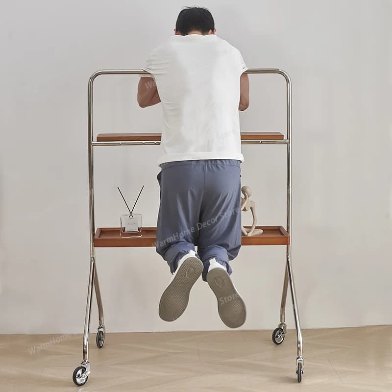 Mobile TV da Camera da Letto con Ruote, Stile Nordico, Multifunzionale, in Metallo, per Soggiorno/Alloggi MH40DSJ