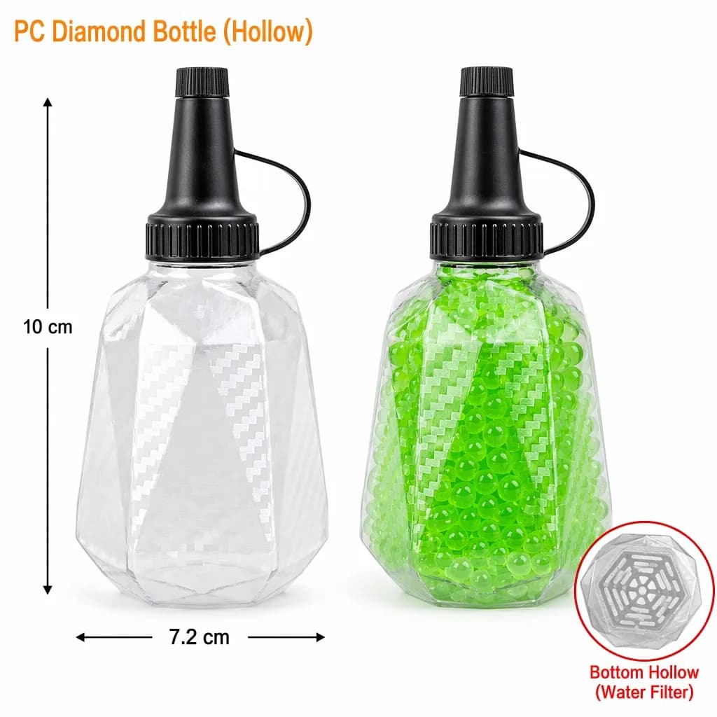 1PCS PC Diamond Bottle Gel Ball Ammo Feeder Bottle Hollow Water Filter Bottom Water Beads Container Refill Bottle White