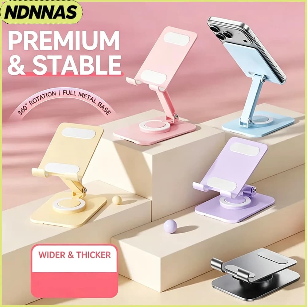 Fully Metal Foldable Phone Tablet Stand 360° Rotation Adjustable Desktop Holder Portable Laptop Support Bracket For iPhone iPad