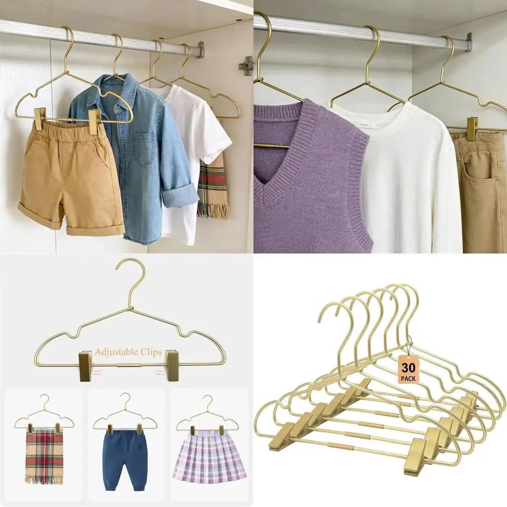 12.6 Metal Clothes Hanger Resistant for Children's Dresses, 30 for Coats, Anti-slip Design, Space Organizer