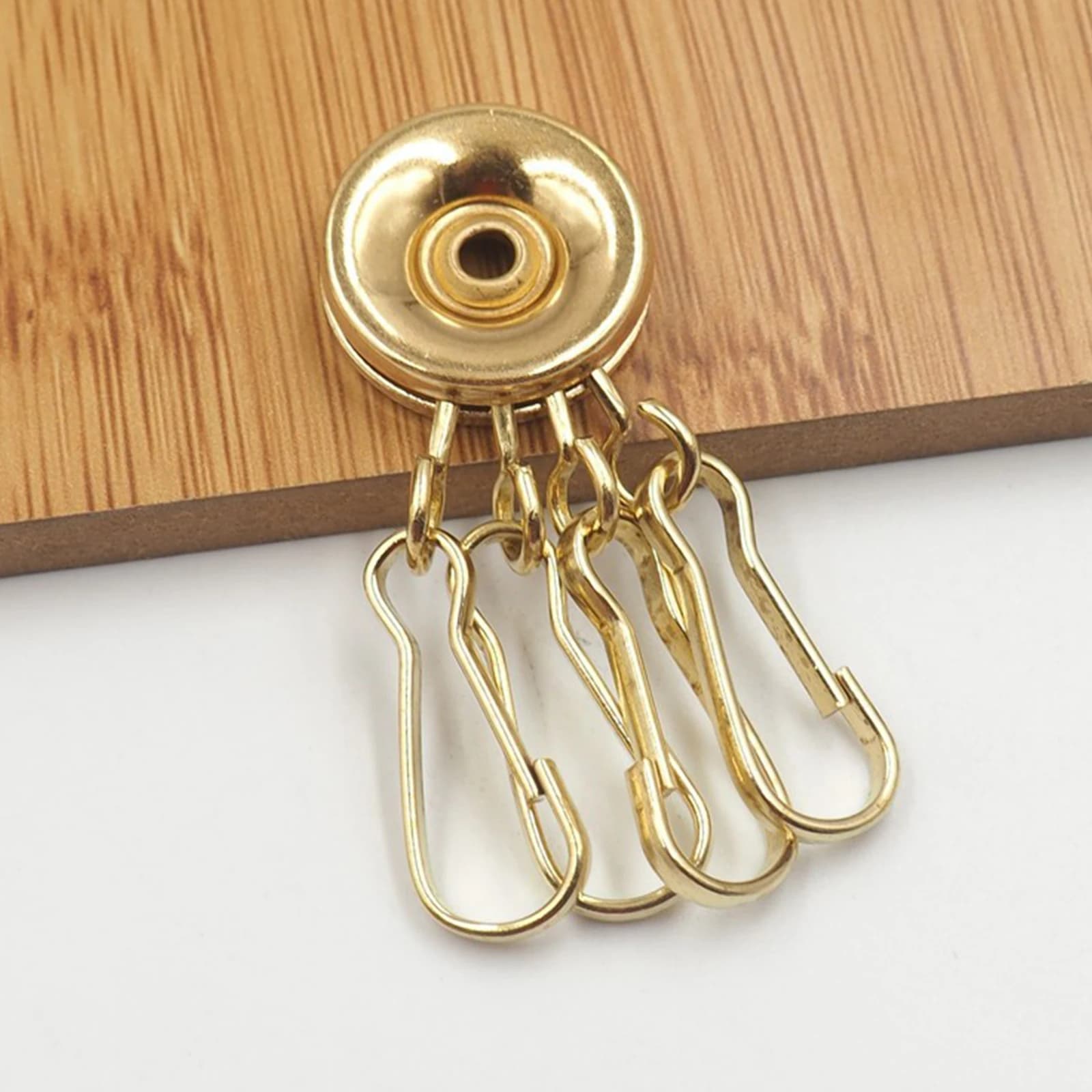Ganci a scatto con base rotonda e 4 anelli in ottone massiccio con vite, per portachiavi, artigianato in pelle, fai da te, custodie per chiavi, borse e organizer da parete