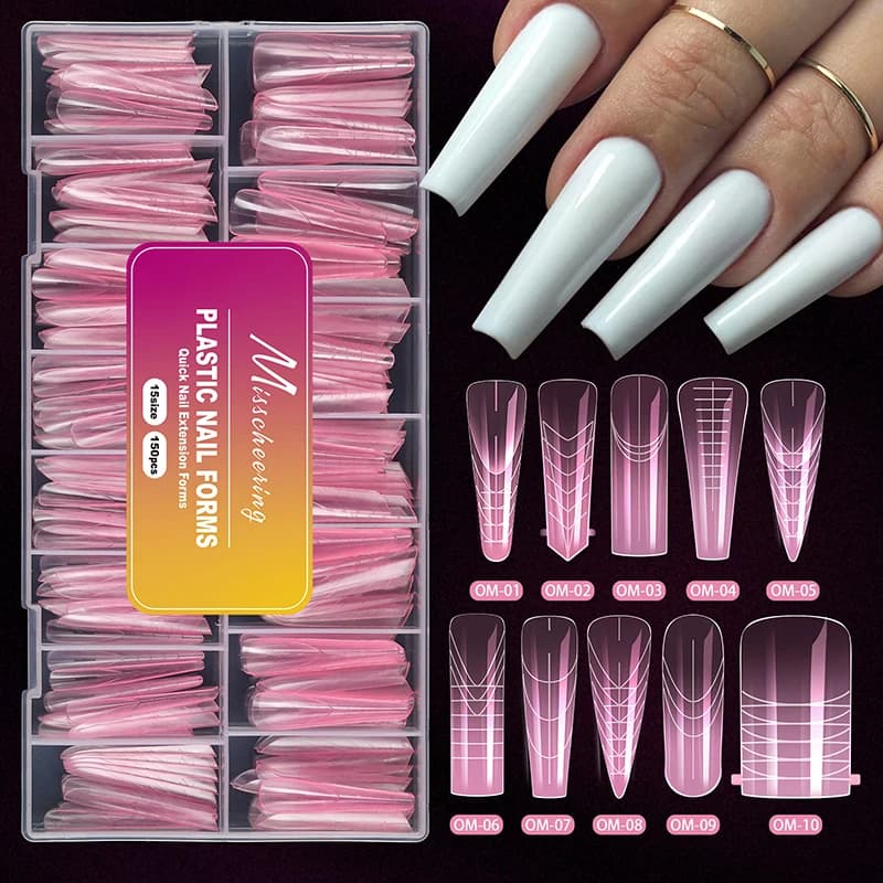 150 pieces double mold nail polish gel soft nail mold acrylic cover complete extensions for nail art