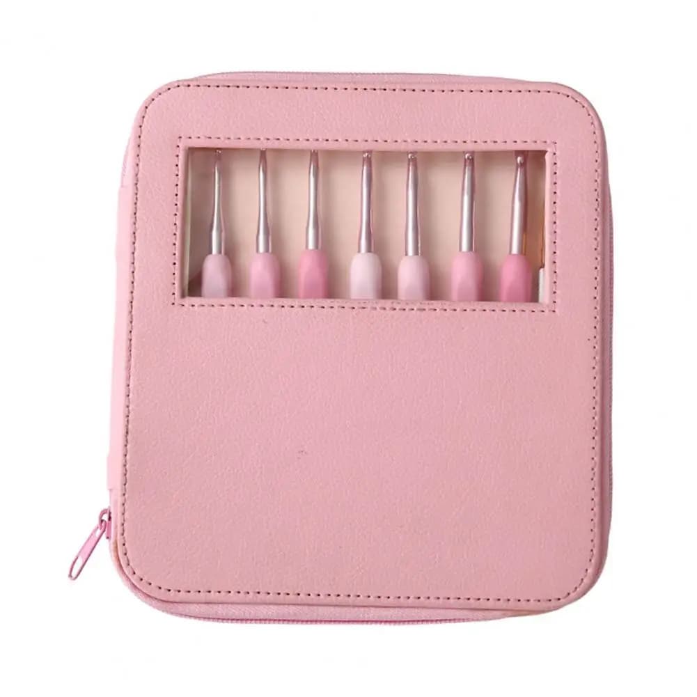 Crochet Hook Set Knitting Needles for Yarn Pink Ergonomic Crochet Hooks Set with Soft Grip Handles Scissors Storage Case –