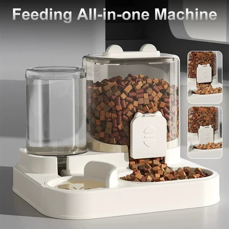 Ciotola per Cani e Gatti Tutto-in-Uno con Dispenser d'Acqua, Alimentatore Automatico per Cani e Gatti, Accessori per Animali Domestici