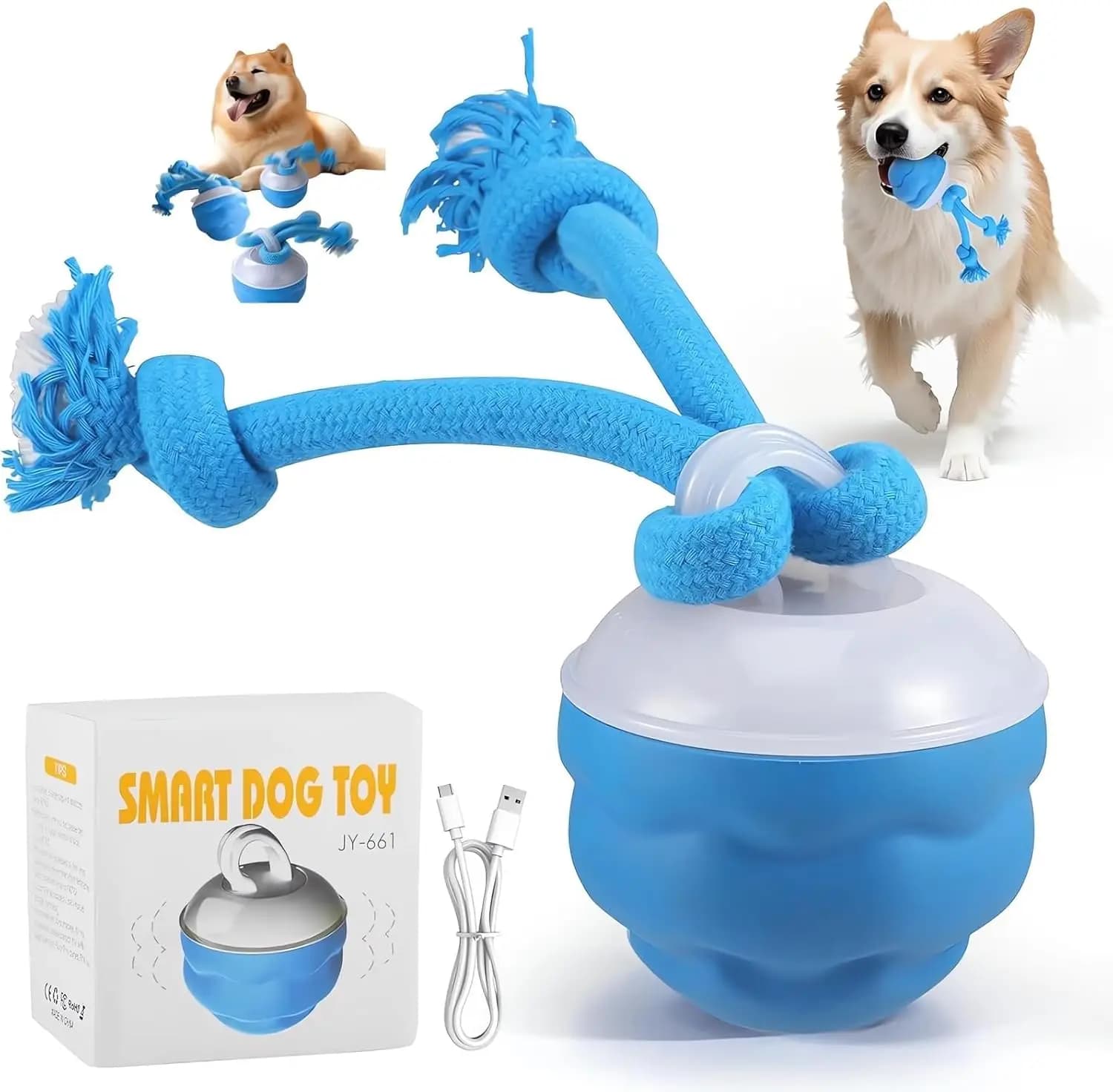 Interactive Toy for Dogs Chase Buddy, Clever Ball with Cords to Stimulate Affection, Round Electric Ball for Puppies