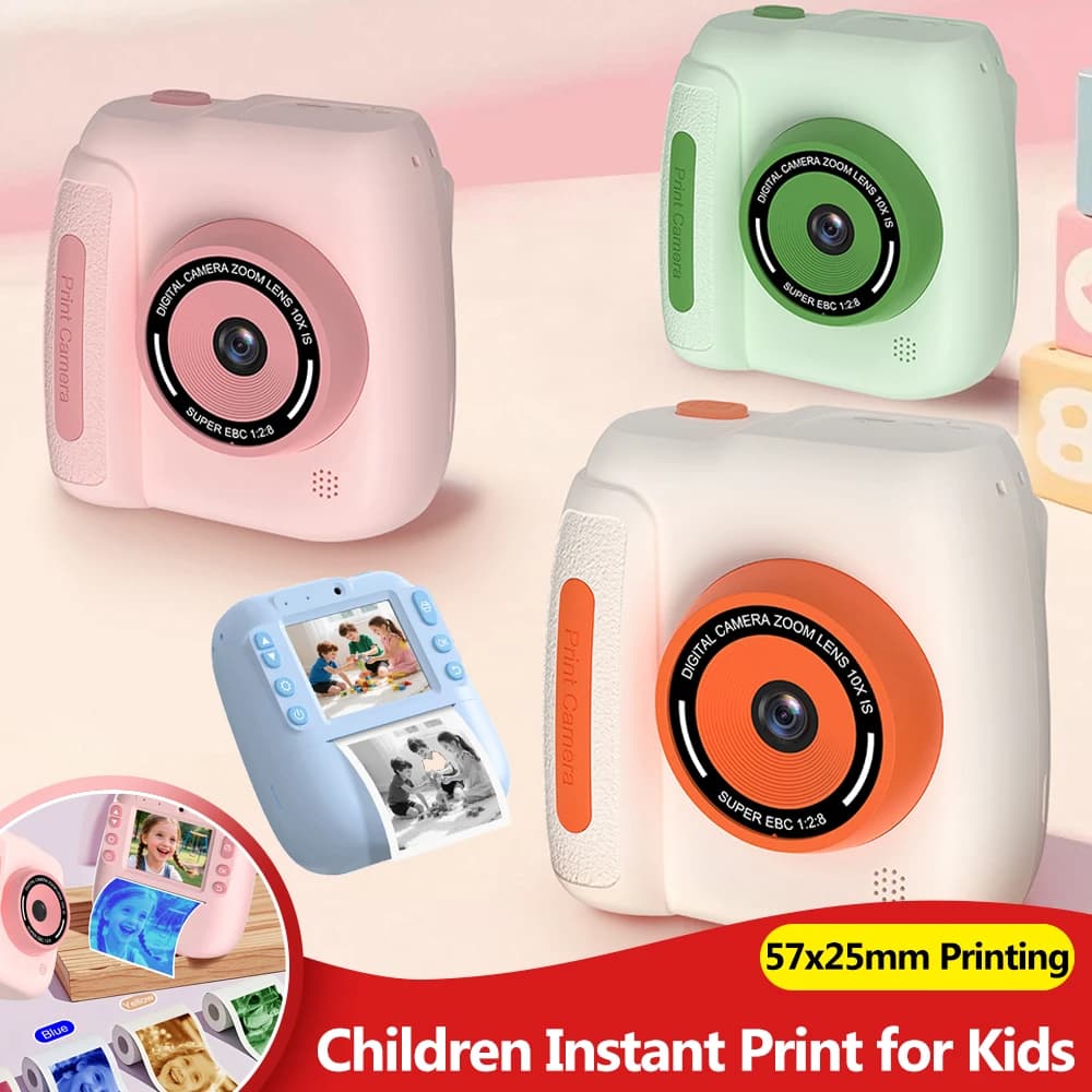 Fotocamera Digitale per Bambini con Stampa Istantanea, Registratore Video 1080P, Mini Stampante Termica, Regalo di Compleanno per Bambini