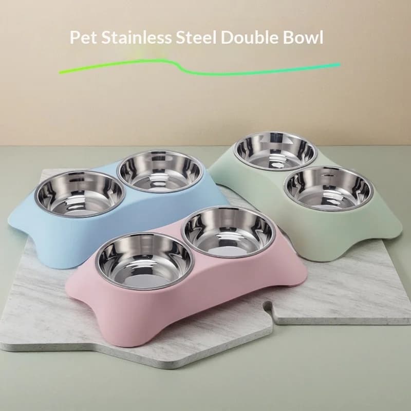 Stainless steel dog cat feeding bowl - multi-purpose cat drinking and food bowl dog pet anti-tip cat