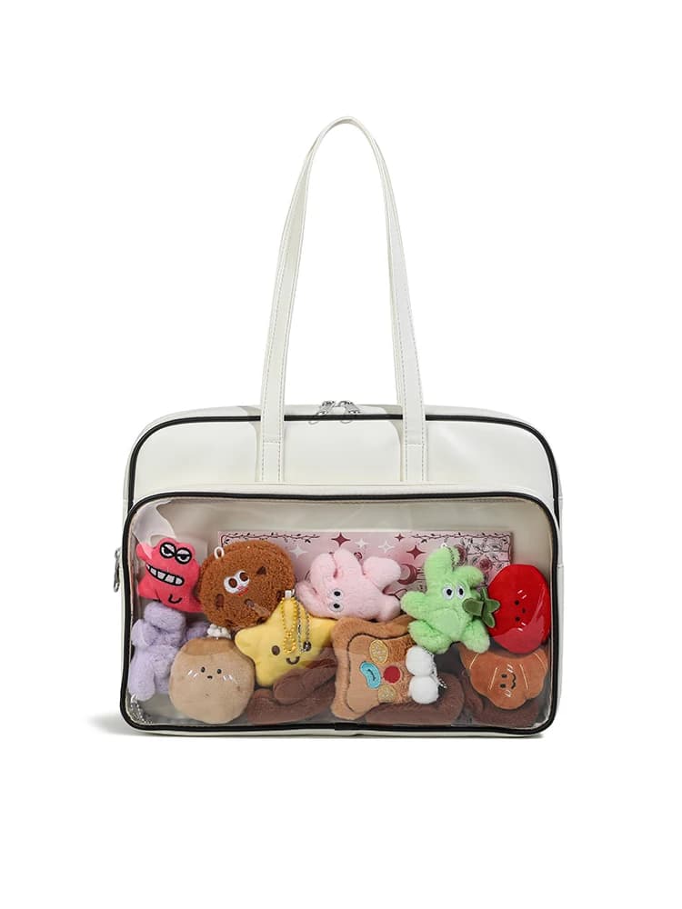 Borsa a tracolla per laptop in stile giapponese 13.3 14 15 15.6 Custodia per notebook da 16 pollici Tasca frontale trasparente Borsa Ita fai da te Tote Handbag