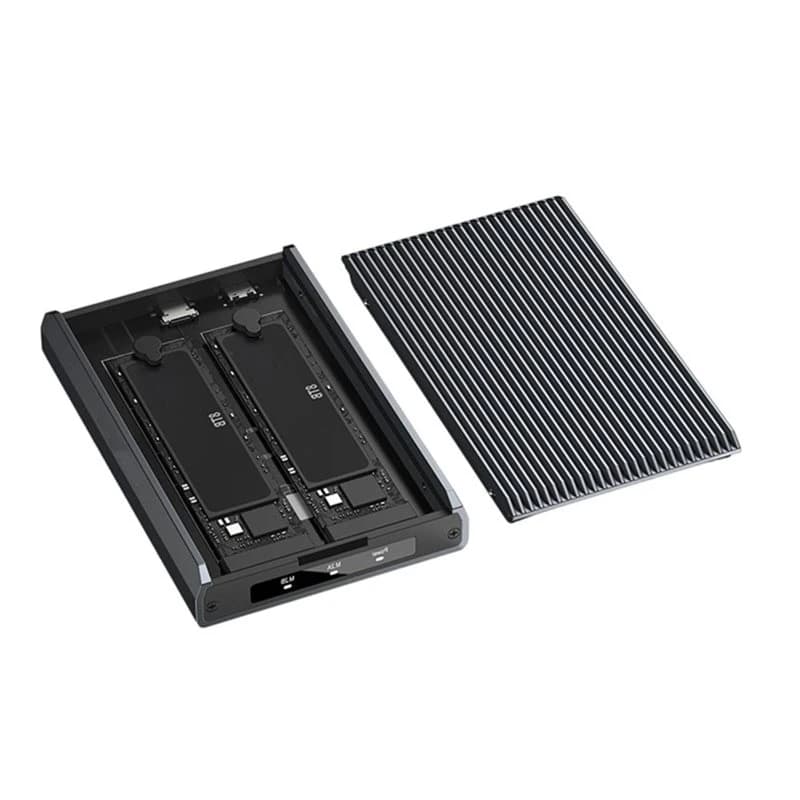 AYHF Dual Bay M.2 Nvme SSD Enclosure 10Gbps USB C External Hard Drive Dock Case 16TB Expansion Aluminum Enclosure