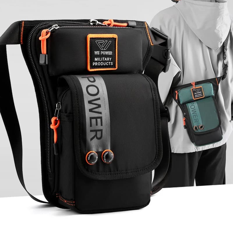 Marsupio da uomo per gamba, marsupio per motociclista, da viaggio, militare, in nylon, da uomo, con tracolla a tracolla, per anca e coscia