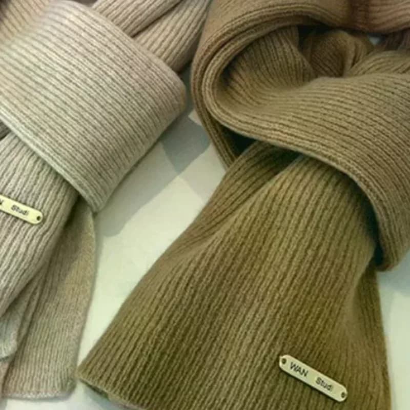 Autunno e inverno nuova sciarpa lavorata a maglia in tinta unita per donna Sciarpa semplice versatile calda spessa di fascia alta